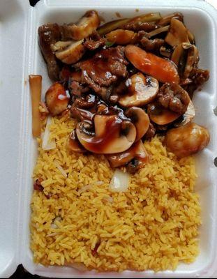 Beef & Mushrooms with Fried Rice, Very Good!!