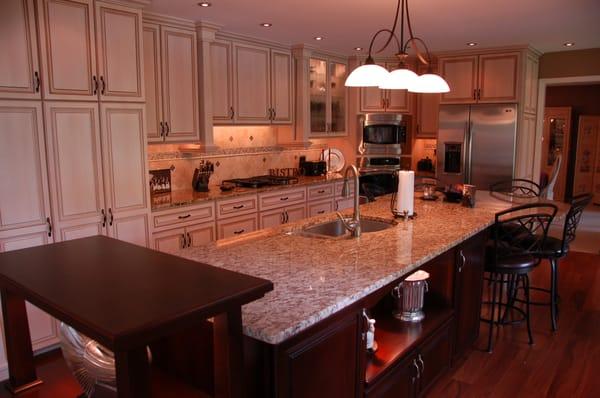 maple and cherry kitchen with granite countertops