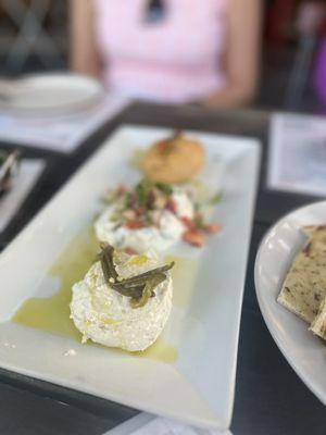 Three Homemade Tzatziki Homemade Hummus Homemade Spicy Feta