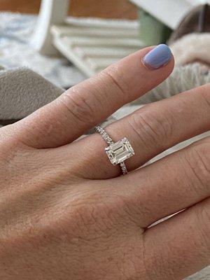 2.1 emerald cut engagement ring