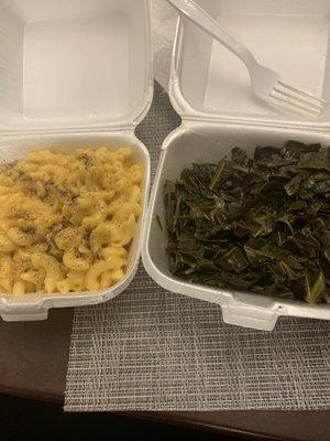 Macaroni and cheese and heaven sent collard greens