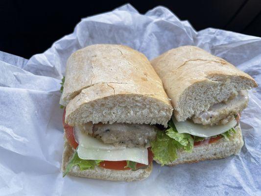 Chicken breast hoagie.