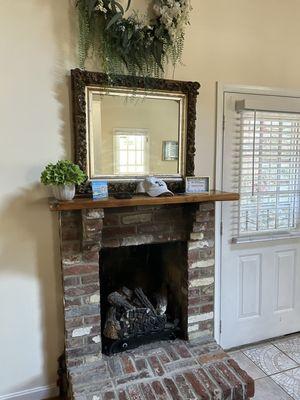 Fireplace in cottage room