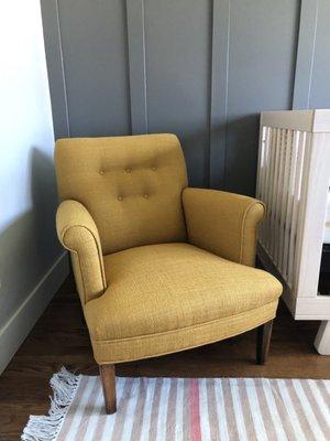 An updated upholstery, bringing another life to this sweet chair.