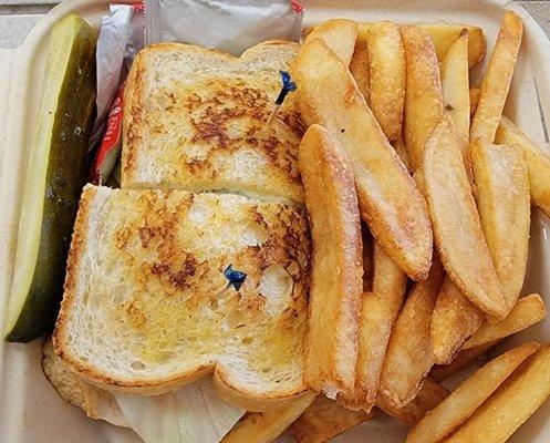 Tuna melt with bacon and fries