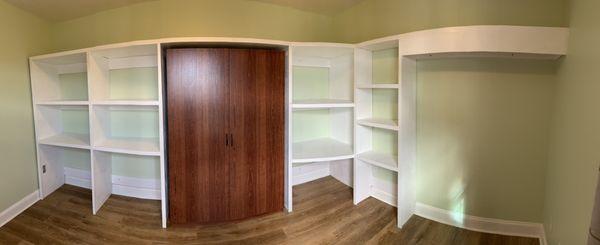 Storage shelving built into our bonus room done by Reedy Repair.