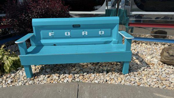 Bench outside diner