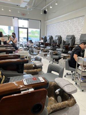 Pedicure section of nail lounge