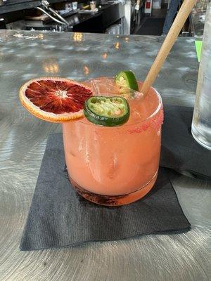 Spicy blood orange margarita