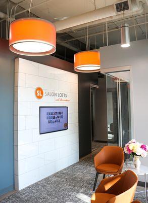 Lobby at salon lofts. Massage studio room is inside salon lofts.