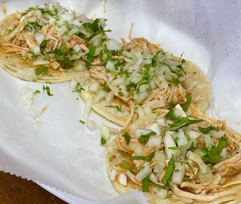 Shredded chicken tacos