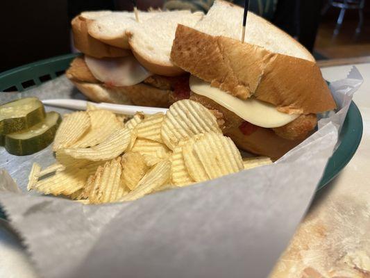 Chicken parm sandwich & chips