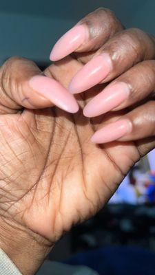 Terrible service these nails are grown out and it's not even a week old correct there's missing acrylic shape is all terrible