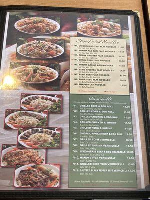 Noodle menu