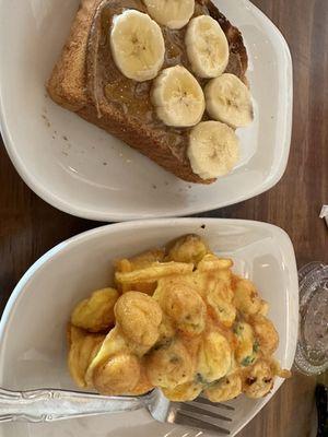 Almond butter toast and omelette