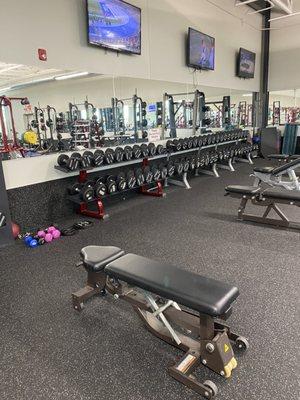 Free benches and dumbbells