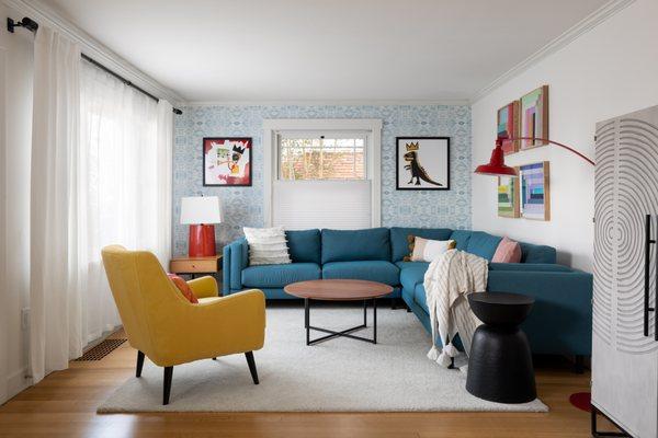 A colorful living room.