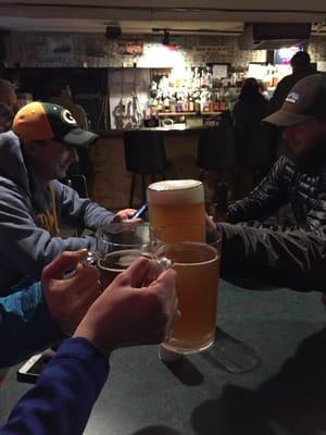 Cheers! Frosty mugs and ice cold brews