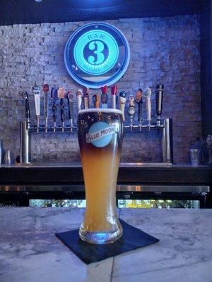 Blue Moon, one of the beers available on tap