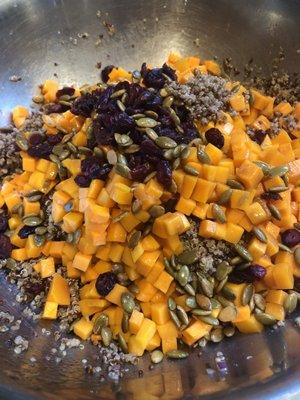 Butternut squash, cranberries Quinoa salad