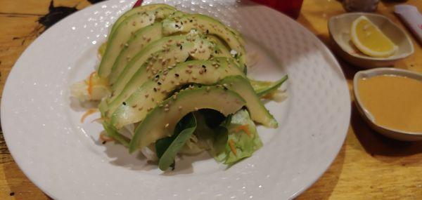 Avocado salad, dressing on the side