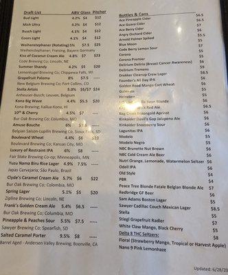 Beer List - as of 6-28-2024