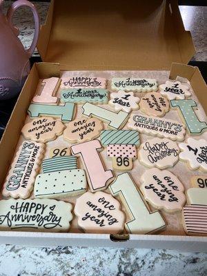 2 Dozen Cookies  (Most were for a One  Year Anniversary for a business opening.  Loved them!