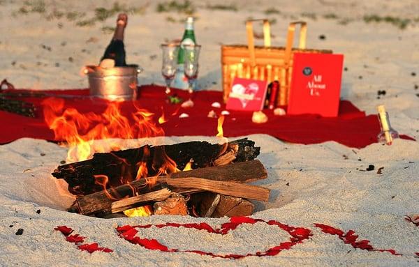 Romantic Beach Bonfire