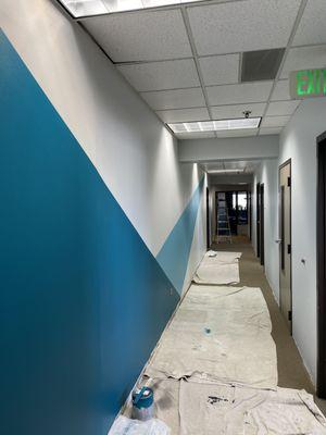 Accented hallways on this commercial project.