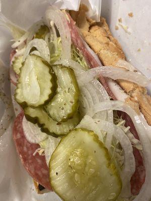 Mixed sub No Tomato with mayo and pickles