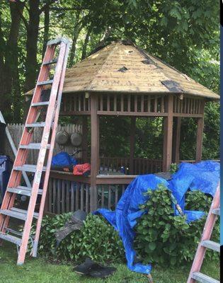 Gazebo Roof Re-Shingled