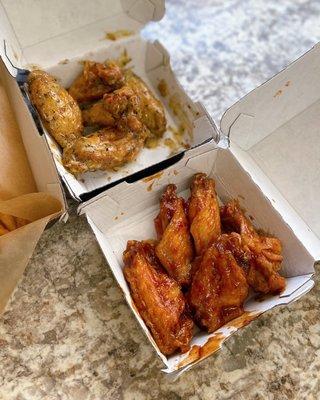 10 traditional wings: Pizza & orange chicken / $17.79 delivery