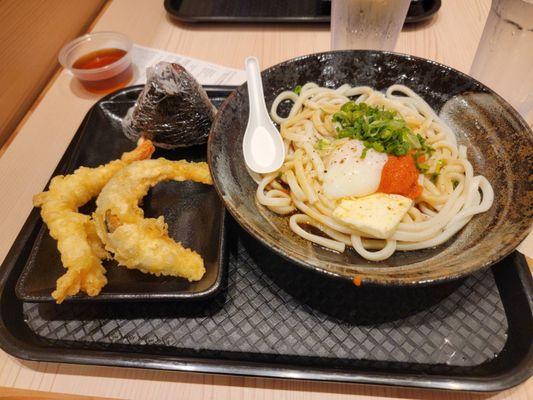 Tempura + mentai butter udon