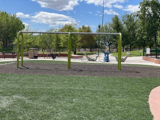 Swings and splashpad