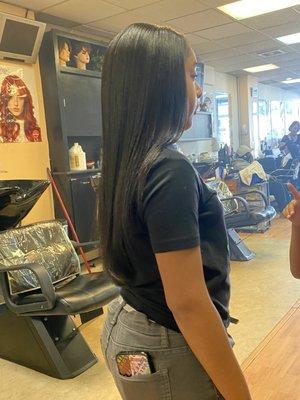 Wash, condition, blow dry, straighten