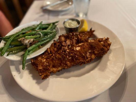 Almond crusted walleye