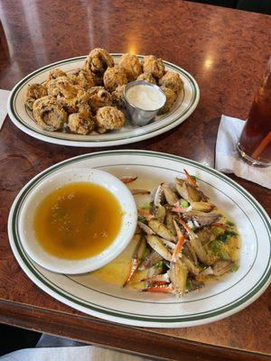 Crab fingers and fried mushrooms