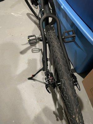 Bent back wheel of bike