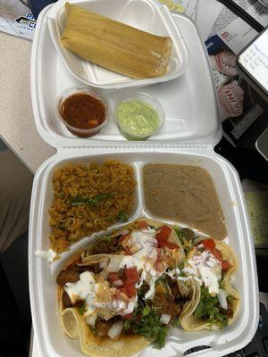 Taco Combo and Tamale