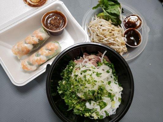 Pho Tai, Nam, Sach w/ Summer Rolls~