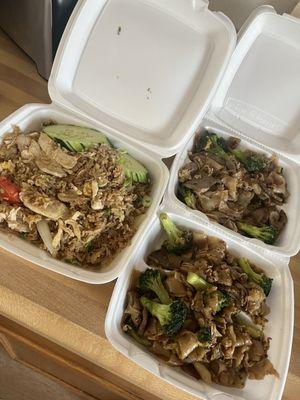 Chicken Thai Fried Rice and Pad See Eew