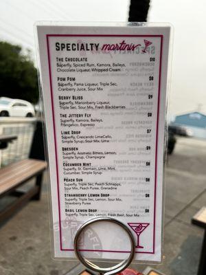 Martini menu