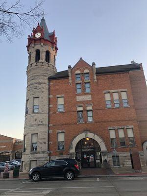 Outside, majestic clock tower!