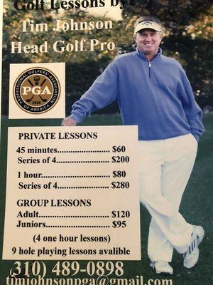 Group and private lesson rates. Adults & Juniors