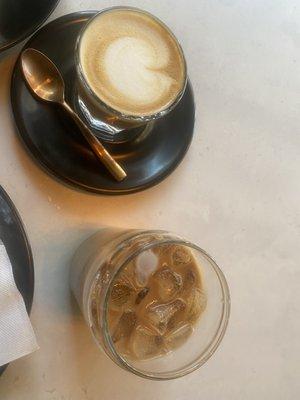 Cortado and and iced flat white