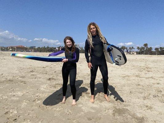 Quinn (surf instructor/owner) & surf boards