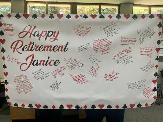 Retirement Banner. HUGE hit.