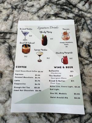 Drink menu