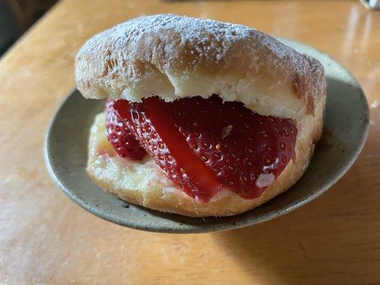 Strawberry donut sandwich.