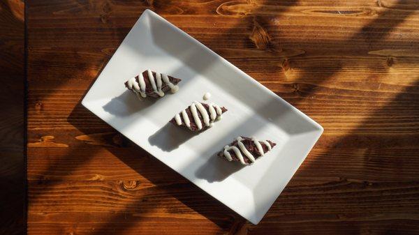 Flourless chocolate torte bites.